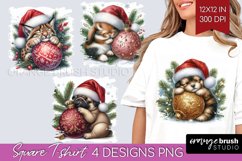 Christmas Animals Square Tshirt Background - Cute Christmas Product Image 1