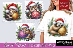 Christmas Animals Square Tshirt Background - Cute Christmas Product Image 1
