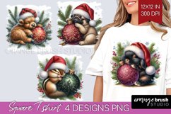 Christmas Animals Square Tshirt Background - Cute Christmas Product Image 1