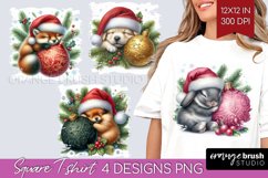 Christmas Animals Square Tshirt Background - Cute Christmas Product Image 1