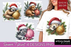 Christmas Animals Square Tshirt Background - Cute Christmas Product Image 1