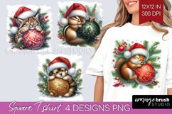 Christmas Animals Square Tshirt Background - Cute Christmas Product Image 1