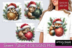 Christmas Animals Square Tshirt Background - Cute Christmas Product Image 1