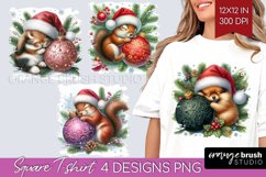 Christmas Animals Square Tshirt Background - Cute Christmas Product Image 1