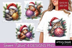 Christmas Animals Square Tshirt Background - Cute Christmas Product Image 1