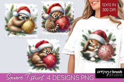 Christmas Animals Square Tshirt Background - Cute Christmas Product Image 1