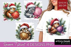 Christmas Animals Square Tshirt Background - Cute Christmas Product Image 1