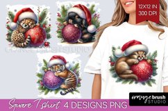Christmas Animals Square Tshirt Background - Cute Christmas Product Image 1