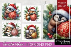 Christmas Animals Tumbler Wrap - Cute Christmas Tumbler PNG Product Image 1
