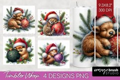 Christmas Animals Tumbler Wrap - Cute Christmas Tumbler PNG Product Image 1