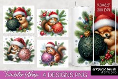 Christmas Animals Tumbler Wrap - Cute Christmas Tumbler PNG Product Image 1