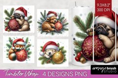 Christmas Animals Tumbler Wrap - Cute Christmas Tumbler PNG Product Image 1