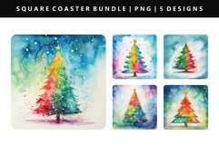 Watercolor Square Coaster Design | Square Coaster PNG Product Image 1