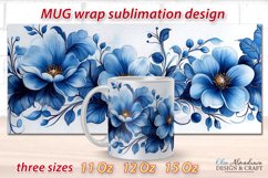 Gzhel Pattern Mug Wrap| Mug Sublimation Template Watercolor Product Image 1