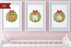 Christmas wreath watercolor and cozy winter animal kawaii Product Image 2