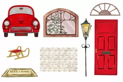 Winter scene Clipart, Christmas door scene Product Image 2