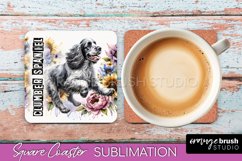 Dog Square Coaster - Dog Mom Floral Coaster Sublimation Product Image 1
