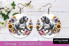 Clumber Spaniel Earrings Dog Sublimation Floral PNG Product Image 1