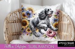 Clumber Spaniel Pillow Cover Dog Sublimation Floral PNG Product Image 1