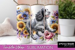 Clumber Spaniel Tumbler Wrap Dog Sublimation Floral PNG Product Image 1