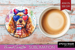 Cocker Spaniel Dog Round Coaster 4th Of July Coaster PNG Product Image 1
