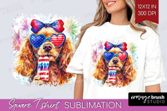Cocker Spaniel Dog Square Tshirt Background 4th Of July PNG Product Image 1