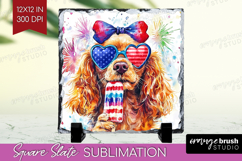 Cocker Spaniel Dog Slate PNG 4th Of July Square Slate Product Image 1
