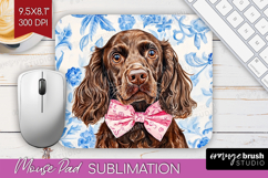Cocker Spaniel Dog Mouse Pad Sublimation Blue Toile Mousepad Product Image 1