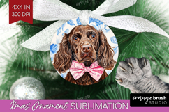 Cocker Spaniel Dog Ornament PNG Blue Toile PNG Sublimation Product Image 1
