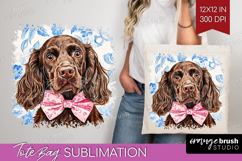 Cocker Spaniel Dog Tote Bag Blue Toile Tote Bag PNG Product Image 1