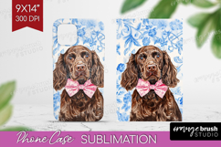 Cocker Spaniel Dog Phone Case PNG Blue Toile Case PNG Product Image 1