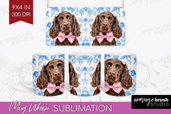Cocker Spaniel Dog Mug Wrap Blue Toile Mug PNG Sublimation Product Image 1