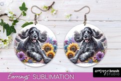Cocker Spaniel Earrings Dog Sublimation Floral PNG Product Image 1