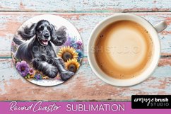 Cocker Spaniel Round Coaster Dog Sublimation Floral PNG Product Image 1