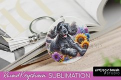Cocker Spaniel Keychain Dog Sublimation Floral PNG Product Image 1