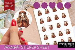 Coffee Girl Round Sticker - Fashion Girl Printable Sticker Product Image 1