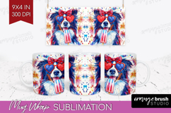 Collie Dog Mug Wrap 4th Of July Mug PNG Sublimation Product Image 1