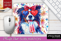 Collie Dog Mouse Pad Sublimation 4th Of July Mousepad PNG Product Image 1