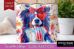Collie Dog Tumbler Wrap 4th Of July Tumbler PNG Sublimation Product Image 1