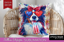 Collie Dog Pillow Sublimation 4th Of July Pillow Cover PNG Product Image 1