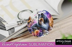 Collie Keychain Dog Sublimation Floral PNG Product Image 1