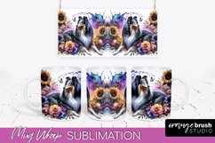 Collie Mug Wrap Dog Sublimation Floral PNG Product Image 1