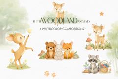 Woodland Animals Watercolor Clipart Nursery Set Product Image 2