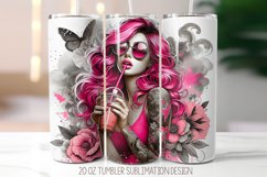 Floral Girl Tumbler Sublimation Design | 20oz Skinny Tumbler Product Image 1