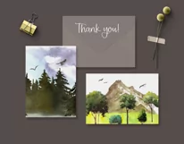Watercolor mountain landscape clipart. Mountain scenery PNG Product Image 9