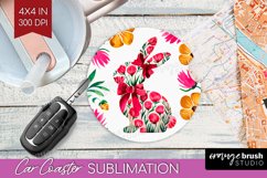 Coquette Easter Car Coaster - Easter Coaster PNG Sublimation Product Image 1
