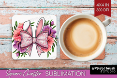 Coquette Easter Square Coaster - Easter Coaster PNG Product Image 1