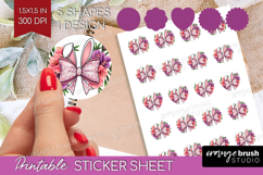 Coquette Easter Round Sticker - Easter Printable Sticker Product Image 1