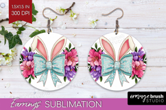 Coquette Easter Round Earrings - Easter PNG Sublimation Product Image 1