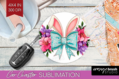 Coquette Easter Car Coaster - Easter Coaster PNG Sublimation Product Image 1